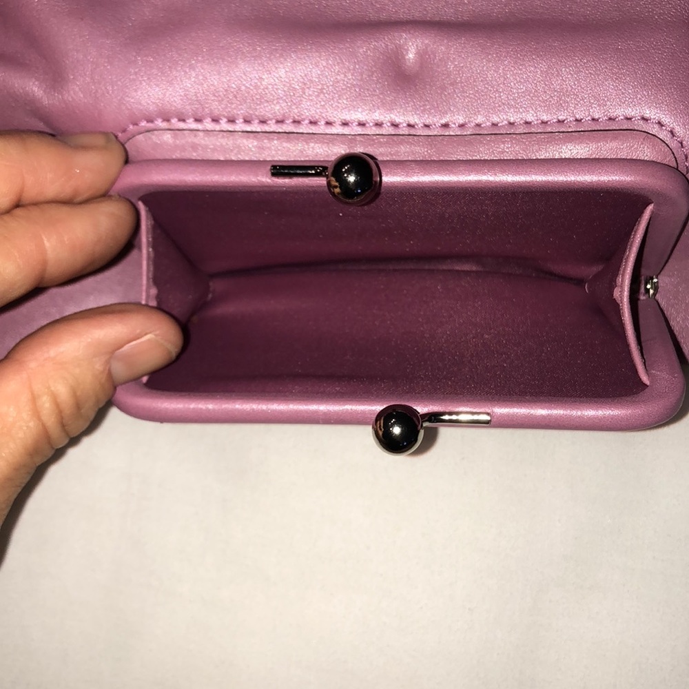 Coach, NWOT, pink pearly clutch, soft lambskin - Picture 5 of 9